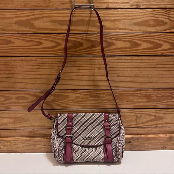 AUTHENTIC BURBERRY Blue Label Crossbody Bag Red Shoulder Check - Picture 3 of 11